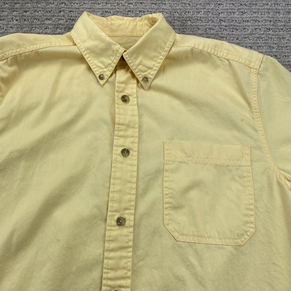 Eddie Bauer Shirt Men Medium M Yellow Button Down Short Sleeve Casual Pocket - Picture 2 of 12